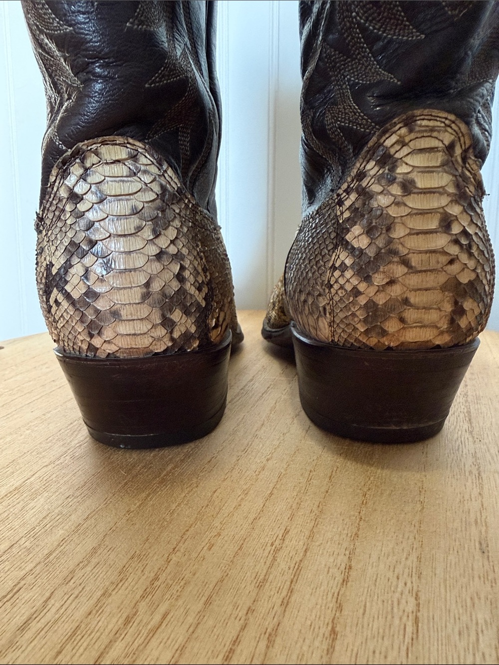 Dan Post  Brown Leather python  Snakeskin Western Boots 9 1/2 extra wide - Picture 7 of 12
